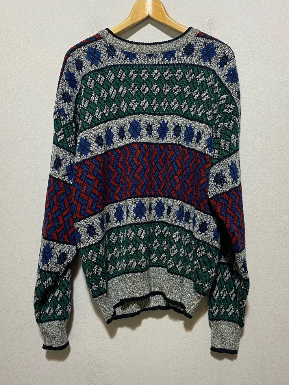Vintage 90's Hennessy by Van Heusen Mens XL Tall Geometric Sweater Korea